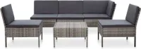 vidaXL 6-tlg. Garten-Sofagarnitur mit Auflagen Poly Rattan Grau