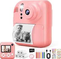 Sofortbildkamera Kinder, 2.4 Zoll Bildschirm 48MP/1080P Kinderkamera mit 5 Rollen Druckpapier, 32GB Karte, 6 Farbigen Stiften, 2 Aufkleber