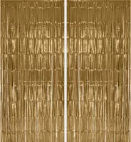 2x Lametta Vorhang - light gold - 91x244 cm