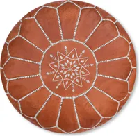 Marokkanischer Echtleder Pouf - Terra Braun - Handgefertigt - gefüllt geliefert - Ottoman Sitzsack Fußhocker