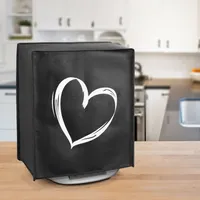 kwmobile Hülle kompatibel mit Thermomix TM5 / TM6 - Küchenmaschine Abdeckhaube - in Weiß Schwarz Herz Brush