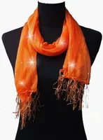 Schal Tuch Fransenschal orange Glitzer gepunktet Stola T5067