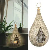 Laterne Windlicht aus Metall Größe L 25,5x48x24cm im Mandaladesign mit Glaseinsatz Gartendeko Wohndeko