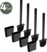 Klobürste Silikon schwarz 4x Set Wandmontage Silikon Toilettenbürste WC Bürste Klobürstenhalter ohne bohren WC Bürstengarnitur WC Bürsten & Halter 4 Stück