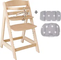 roba Treppenhochstuhl Sit Up III, mitwachsend bis Jugendstuhl, natur, Sitzverkleinerer Litte Stars