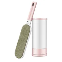 Fusselbürste mit Doppelseite und Selbstreinigungsmechanismus,Tragbarer Fusselentferner,leicht zu reinigender,für Haustier,Haare,Kleidung,Sofa,Rosa