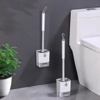 WC Bürste Wandmontage & Stehen Toilettenbürste mit Halter Set Langer Stiel klobürste und schnell trocknendem Haltersatz für Badezimmer oder Gäste-WC