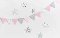 KraftKids Dekoration Wimpelkette rosa grau weiss