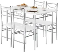 WOLTU Esstisch mit 4 Stühlen, Essgruppe Set für 4 Personen, mit Metallgestell, MDF, Weiß