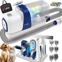 Lovpet® Hundeschermaschine mit Staubsauger | Leise Schermaschine mit AKKU | Haustierpflegeset mit Zubehör für Hund & Katze | Tierhaarschneidemaschine 7in1 2.3L Staubbehälter sowie 7 Pflegewerkzeuge