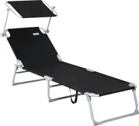 CASARIA® Sonnenliege Klappbar Gartenliege Wetterfest mit Dach 120kg Belastbar 195 x 60 cm Tragbar Hoch Garten Liegestuhl Strandliege Klappliege Grau
