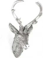 Hirschgeweih 10 Ender in Silber Hirschkopf Wand Deko Jagd Geweih 20 x 30cm
