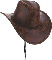 Hut Cowboy braun Kunstleder Erwachsene