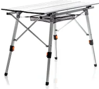 Wiltec składany stolik kempingowy 90x53 cm regulowana wysokość składany stolik wykonany z aluminium maks. 30 kg ze zwijanym blatem stolik kempingowy składany stolik ogrodowy balkonowy stolik zewnętrzny
