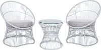BELIANI Balkonset Weiß Rattan 3-teilig 2 Sessel mit Couchtisch Auflagen Beige Boho Outdoor Indoor Garten Terrasse Balkon Wohnzimmer Schlafzimmer