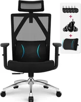 Portreen Bürostuhl, Schreibtischstuhl, bürostuhl ergonomisch mit verstellbare Armlehnen, höhenverstellbar，Lendenstütze ,Chefsessel 200kg
