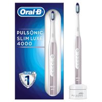 Oral-B Pulsonic Slim Luxe 4000 Elektrische Schallzahnbürste für gesünderes Zahnfleisch in 4 Wochen, mit Timer und Aufsteckbürste, Roségold