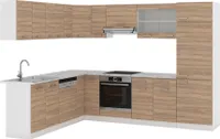 Vicco Eckküche R-Line, 227 x 287 cm , AP Marmor, Sonoma/Weiß