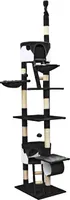 Wiltec Kratzbaum 240-260 cm schwarz/weiß, Katzenkratzbaum deckenhoch mit Sisal, Kletterbaum für Katzen, Deckenspanner Katzenbaum mit Hängematten