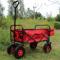 Bollerwagen faltbar mit PolyurethanRädern, Hecktasche und Teleskopgriff Falt-Bollerwagen