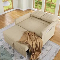 Odikalo Schlafsofa Sofabett Zweisitzer Daybett Faltbar verstellbar Rückenlehne Beige