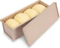 Brotbackformen Toast Brot Backform Laib Pfanne Brot Laib Dose mit verschiebbarem Deckel Aluminium Stahl  Teig Champagner