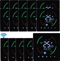 10x Smart Tuya WiFi Thermostat Raumthermostat fuer 3A Warmwasserbereitung Fussbodenheizung, Programmierbarer Temperaturregler LCD Wandthermostat, Schwarz