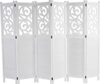 Paravent Istanbul, Raumteiler Trennwand Sichtschutz, Ornamente  170x240cm, weiß