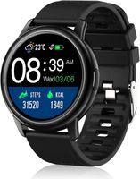 Smartwatch Bluetooth Armbanduhr Schrittzähler Armband mit Pulsmesser Fitness Tracker Für Android Samsung Huawei Herren Damen Schwarz