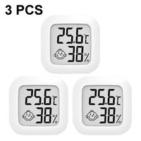 3er Pack Mini LCD Digital Thermometer Hygrometer Indoor Thermo-Hygrometer Feuchtigkeitsmesser für Babyzimmer Wohnzimmer Büro Kühlschrank(Weiß)