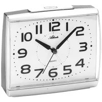 Atlanta 1919/19 Wecker Quarz analog silbern leise ohne Ticken mit Licht Snooze
