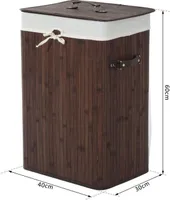 Homcom HOMCOM Koš na prádlo obdélník tmavě hnědý bambus 72L 40 x 30 x 60cm