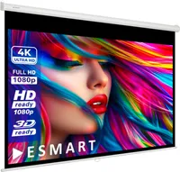 ESMART Economy EXR Rollo-Leinwand 200 x 113 cm (90") | Format 16:9 | Vollmaskierung | Heimkino Beamer Projektionsleinwand Rollo Leinwand LCD LED