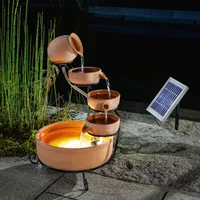 esotec Solar Keramik Kaskadenbrunnen Lucca mit Akku und LED Licht outdoor 101304