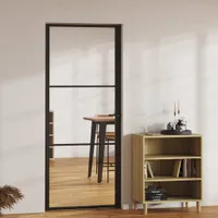 vidaXL Innentür ESG Glas und Aluminium 83x201,5 cm Schwarz
