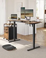 VASAGLE Höhenverstellbarer Schreibtisch elektrisch, Tischgestell mit 2 Haken