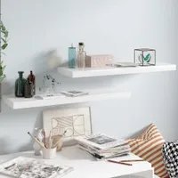 vidaXL Pływające półki ścienne 2 szt. Biały wysoki połysk 80x23,5x3,8 cm MDF