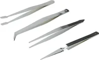 Pinzetten Set 4 tlg Kreuzpinzette Spitzpinzette Flachpinzette Uhrmacher Pinzette