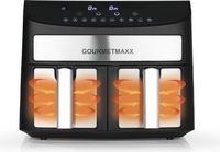 GOURMETmaxx Doppelkammer-Heißluftfritteuse 7l Besonders fettarme Zubereitung 10 Programme Timer punktgenaues Garen automatisches Abschalten Schwarz