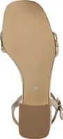MARCO TOZZI Damen Sandale Flechtmuster Blockabsatz Metallic Textil 2-28390-44, Größe:39 EU, Farbe:Gold