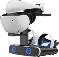 PS-VR2 Controller Ladestation und Headset Ständer, Wireless Ladestation für 2 Controller und Brille, PS-VR2 Ladestation mit LED Lichtanzeige, PS VR2 Wireless Controller, VR Zubehör-Schwarz