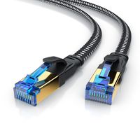Primewire Flachbandpatchkabel CAT 8 mit Baumwollummantelung - Gigabit Ethernet LAN Kabel - 40 Gbit/s - S/FTP PIMF Schirmung - Netzwerkkabel - 10m