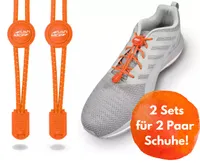 Elastische Schnürsenkel für 2 Paar Schuhe - Orange - 100 cm - Schnellschnürsystem/Schnellverschluss