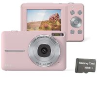 INF Digitálny fotoaparát 44MP/1080P/16X s digitálnym zoomom/výplňovým svetlom/32GB kartou Ružová