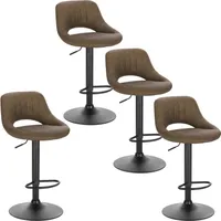EUGAD 4er-Set Barhocker drehbar, höhenverstellbar, aus Kunstleder, Dunkelbraun