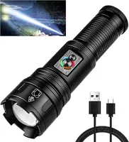 LED-Taschenlampe extrem hell, Type-C wiederaufladbar, 10 Modi, wasserdichte Taschenlampe für Outdoor-Notfälle, Camping und mehr.