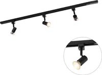 QAZQA - Modern Modernes Schienensystem I Spotlight I Deckenspot I Deckenstrahler I Strahler 3-flammig Spotbalken-flammig 1-Phase schwarz - Jeany I Wohnzimmer - Stahl Länglich - LED geeignet GU10
