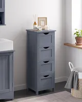 VASAGLE Badezimmerschrank, Badschrank, Beistellschrank mit 4 Schubladen, 30 x 30 x 82 cm, für Badezimmer, Wohnzimmer, Esszimmer, Küche, modern