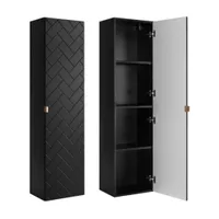 RODAN | Badmöbel | Schwarz Matt | B/H/T ca. 35/136/27 cm | Badezimmermöbel, Badezimmerschränk, Badschrank, Badezimmer Hochschrank | 1 Softclose Tür