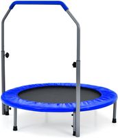 COSTWAY φ101cm Mini Trampolin mit höhenverstellbarm Haltegriff, Fitness Trampolin faltbar, Kindertrampolin bis 150kg belastbar, Gartentrampolin für Erwachsene und Kinder